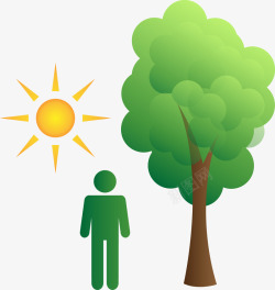 绿色环保树站在大树下的人矢量图图标高清图片