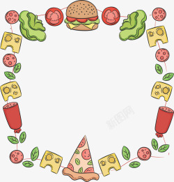 卡通手绘汉堡快餐矢量图素材