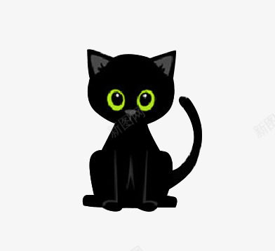 黑猫png免抠素材_88icon https://88icon.com 卡通 可爱 圆眼睛 神秘 黑猫