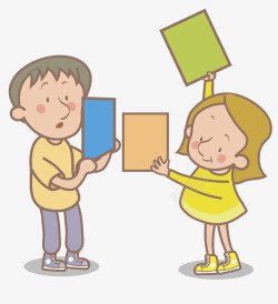 拿卡片的孩子素材