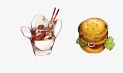 冷面和汉堡素材