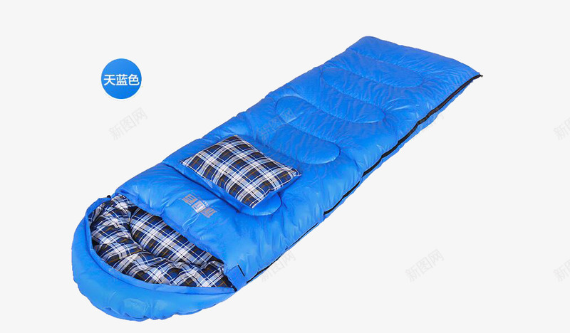 蓝色睡袋和枕头png免抠素材_88icon https://88icon.com 产品实物 户外用品 枕头 睡袋