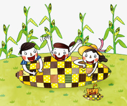 玉米卡通人手绘玉米地童趣高清图片
