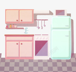 整洁厨房插画素材