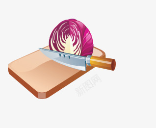 卡通菜板png免抠素材_88icon https://88icon.com 卡通 厨房 紫菜 菜刀 菜板 食物