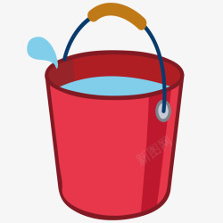 装着水的红色桶素材