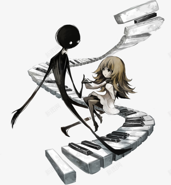 钢琴按键上的女孩png免抠素材_88icon https://88icon.com 人影 卡通 女孩 按键 钢琴