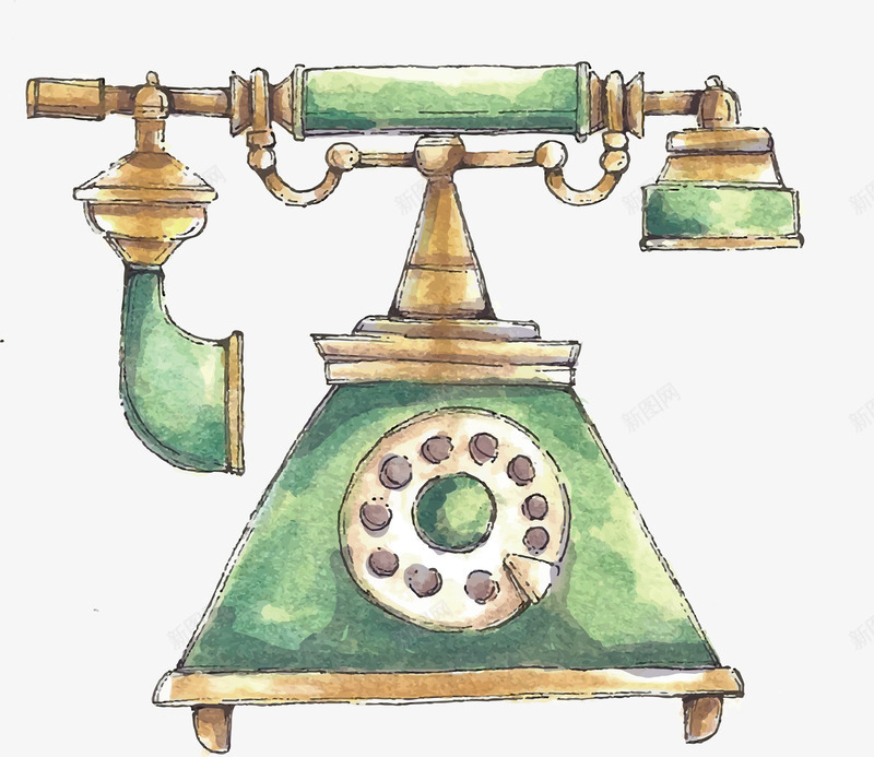 水彩复古电话机矢量图ai免抠素材_88icon https://88icon.com 古代电话 复古 欧式 水彩复古 电话 电话机设计 矢量图 精美