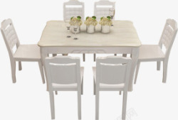 白色干净厨房餐桌椅素材