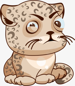 豹插画蹲坐着的卡通小豹子高清图片