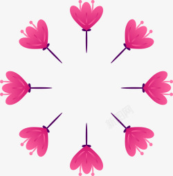多彩春天粉红色花朵绿植花边框矢矢量图素材