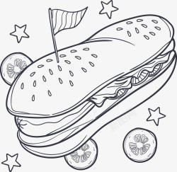 手绘餐饮快餐汉堡包素材