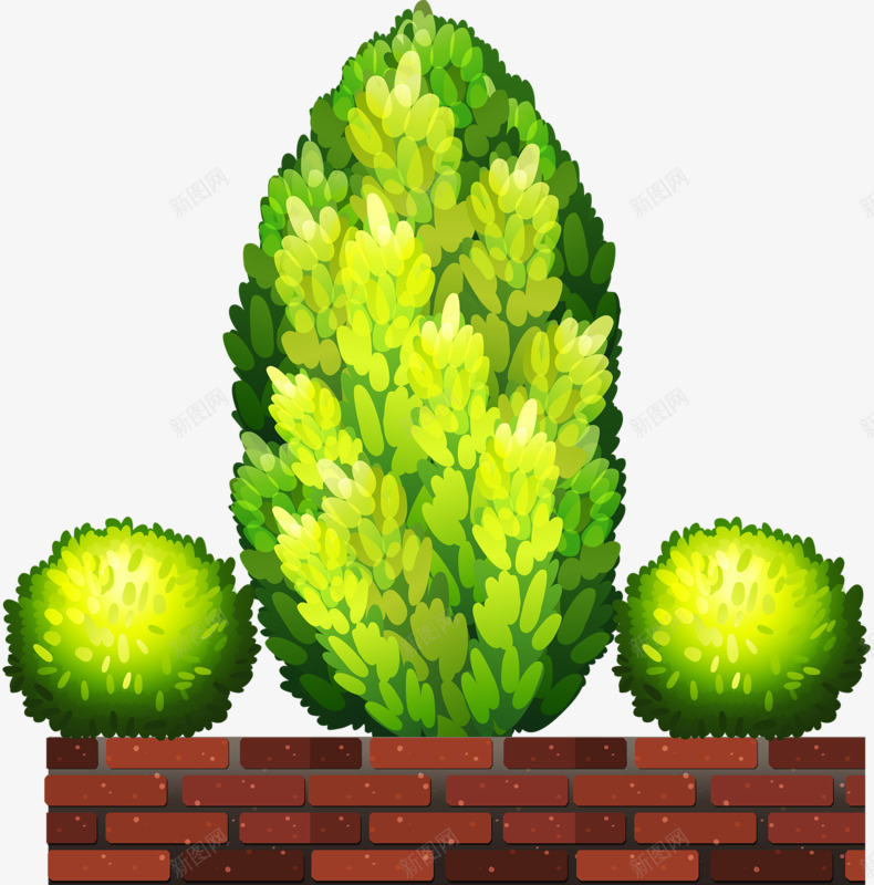 围墙栅栏png免抠素材_88icon https://88icon.com 围墙 手绘 栅栏 植物 绿色
