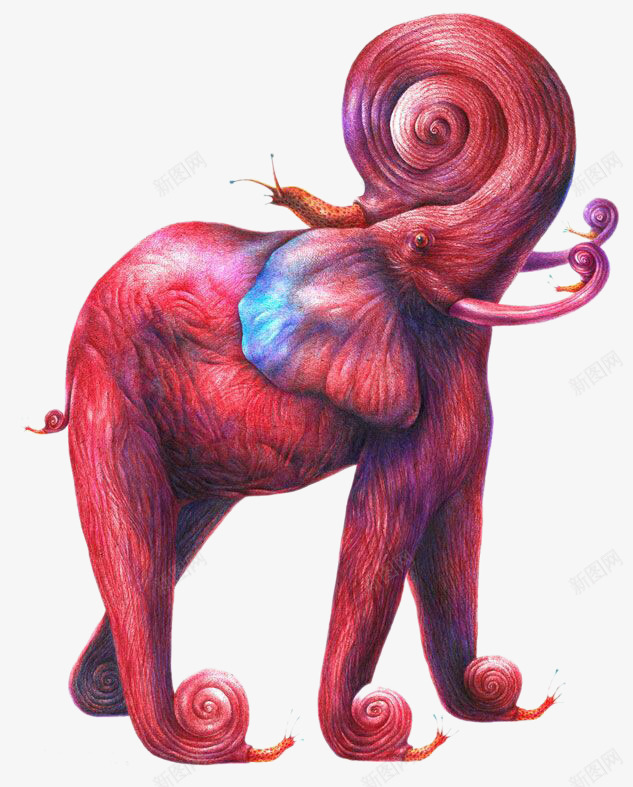 创意插画蜗牛大象png免抠素材_88icon https://88icon.com 创意插画 卡通手绘 大象 蜗牛
