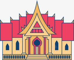 泰国佛殿矢量图素材