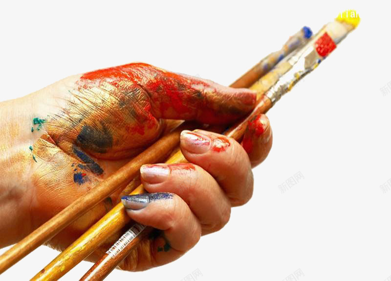 单手握笔png免抠素材_88icon https://88icon.com 一只手拿笔写字 彩色颜料 手绘 涂色 美术绘画 艺术
