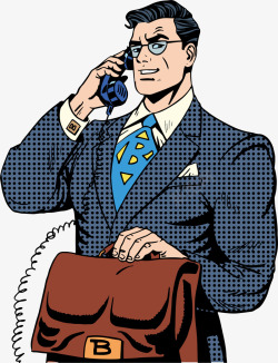 爸爸打电话打电话的卡通超人矢量图高清图片
