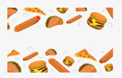 汉堡热狗美食边框矢量图素材