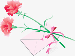 粉色卡通可爱信件花朵素材