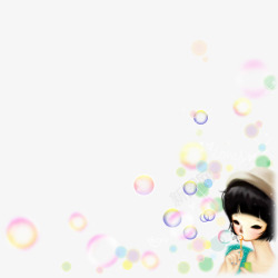 吹泡泡的女孩素材
