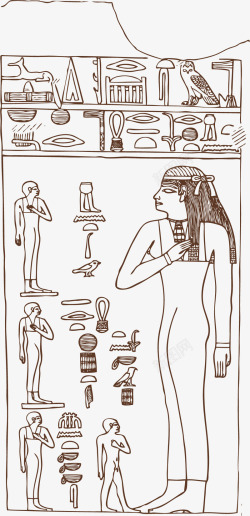 古图腾古埃及壁画卡通风格矢量图高清图片