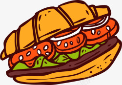 卡通手绘三明治汉堡包素材