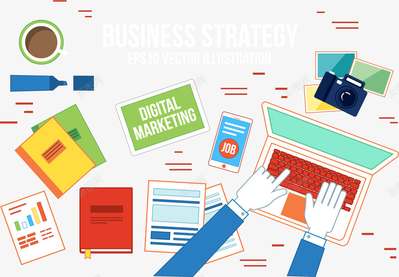 办公桌面png免抠素材_88icon https://88icon.com 书籍 咖啡 手绘 电脑