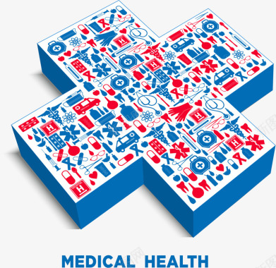 健康医疗医疗图标拼图十字矢量图图标