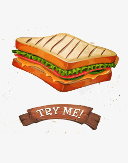 卡通画美味三明治汉堡包素材