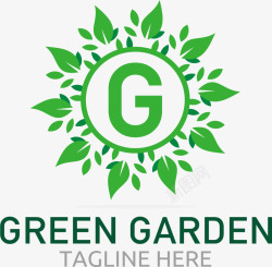 绿色树叶花园标志矢量图素材