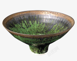 特色青苔花纹陶瓷碗手工品素材