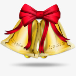 金色铃铛红色圣诞蝴蝶结素材