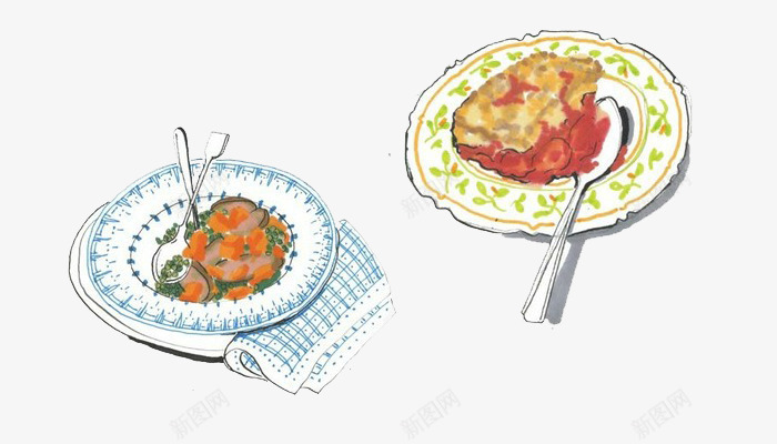 卡通中餐png免抠素材_88icon https://88icon.com 中餐 勺子 卡通 插画 水彩 盘子 筷子 绘画 餐布