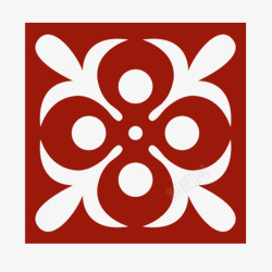 中国红花朵格子素材