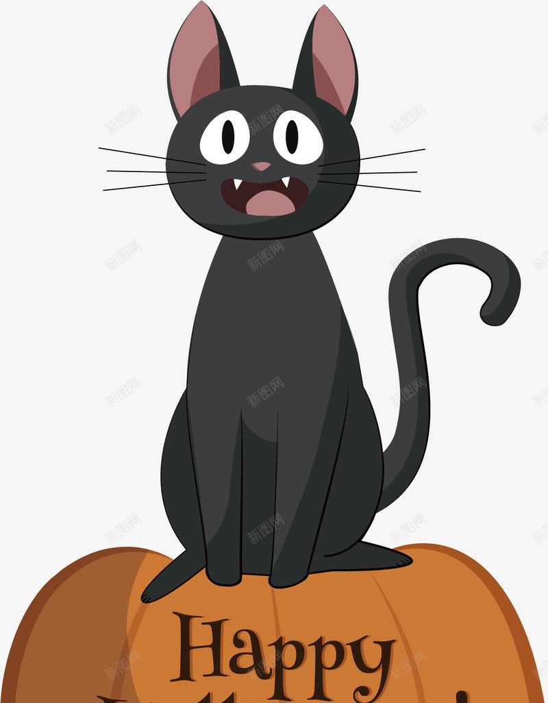 站在南瓜上的黑猫矢量图ai免抠素材_88icon https://88icon.com 万圣节 万圣节黑猫 南瓜怪 矢量png 魔法黑猫 黑猫 矢量图