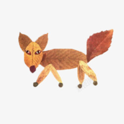 狐狸树叶拼图素材