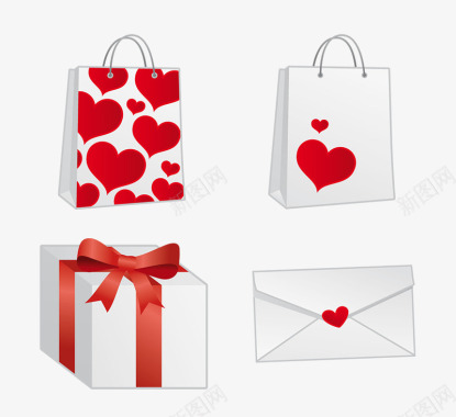 爱心格子礼盒购物袋图标图标