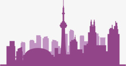 多伦多紫色的多伦多剪影矢量图高清图片