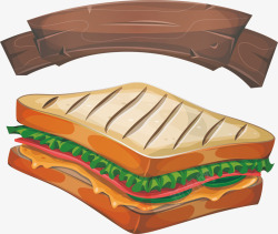 食物复古汉堡卡通促销矢量图素材