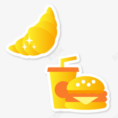 面包金色卡通小吃食品汉堡面包图标图标
