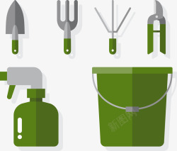 绿色水桶花园工具矢量图高清图片