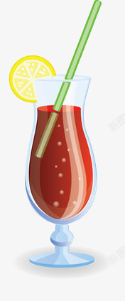 卡通版的一杯红色天然饮料素材