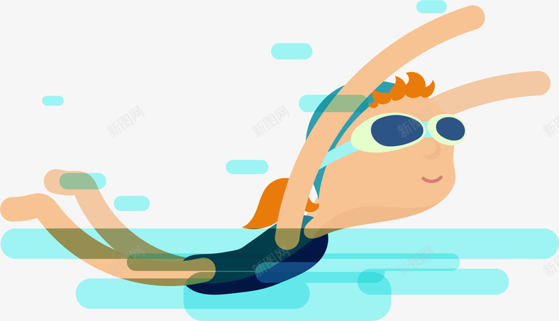蓝色卡通游泳女孩png免抠素材_88icon https://88icon.com 卡通 可爱 女孩 游泳 童趣 蓝色 装饰图案