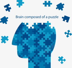 创意蓝色大脑拼图矢量图素材