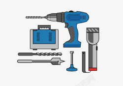 电钻插电蓝色工具素材