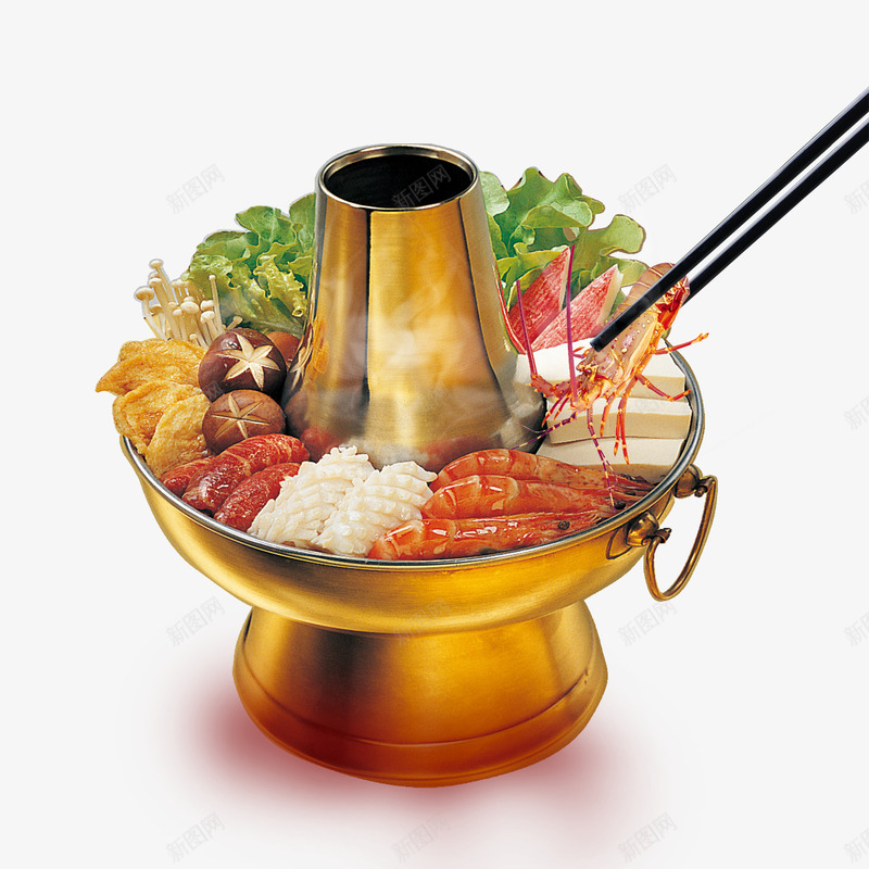 火锅食物psd免抠素材_88icon https://88icon.com 火锅 筷子 虾 食物