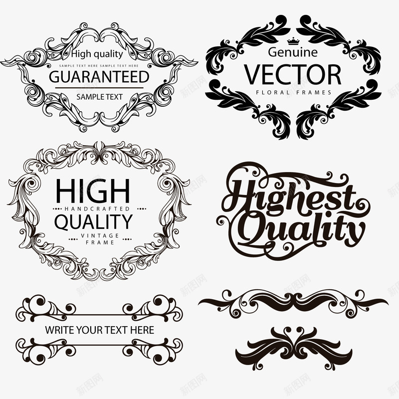 古董花框架模板矢量图ai免抠素材_88icon https://88icon.com 古董 矢量模板 花框架 矢量图