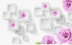 紫色玫瑰花方格子背景素材