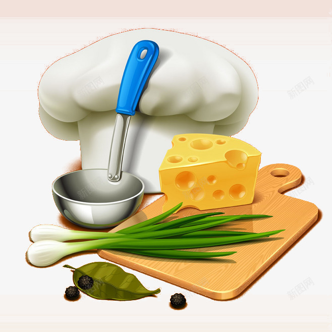 厨房用具png免抠素材_88icon https://88icon.com 一捆 卡通 厨师帽 大葱 烹饪 食材