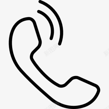 手机耳部分轮廓的呼叫声线图标图标